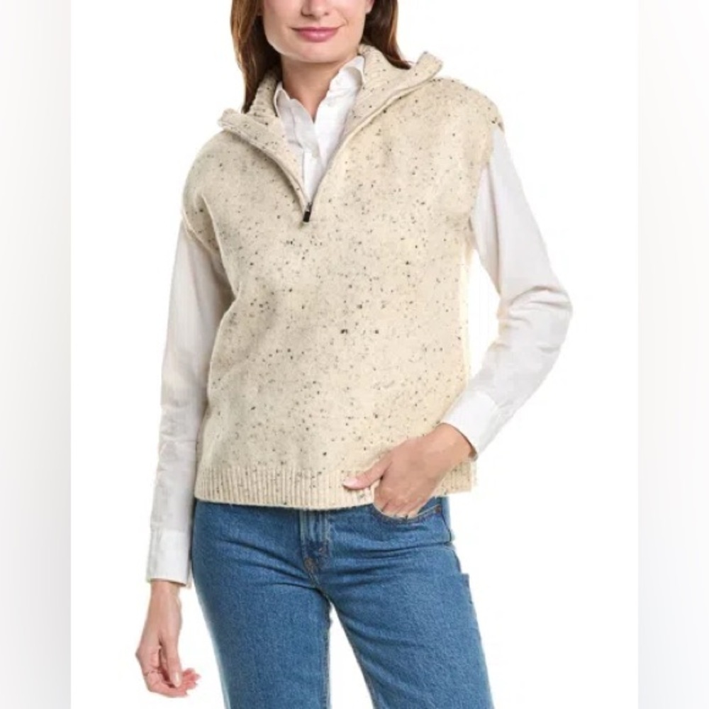 John + Jenn Speckled Beige Zip Tank Top - Picture 2 of 6